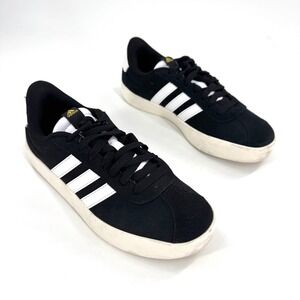 Adidas VL Court‎ 3.0 Shoes Black White Suede Women's Size 6.5 Athletic Sneakers